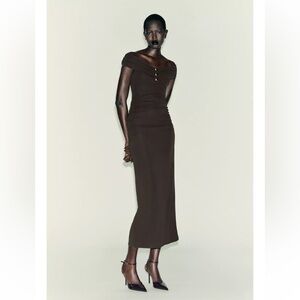 Zara Brown Midi Dress